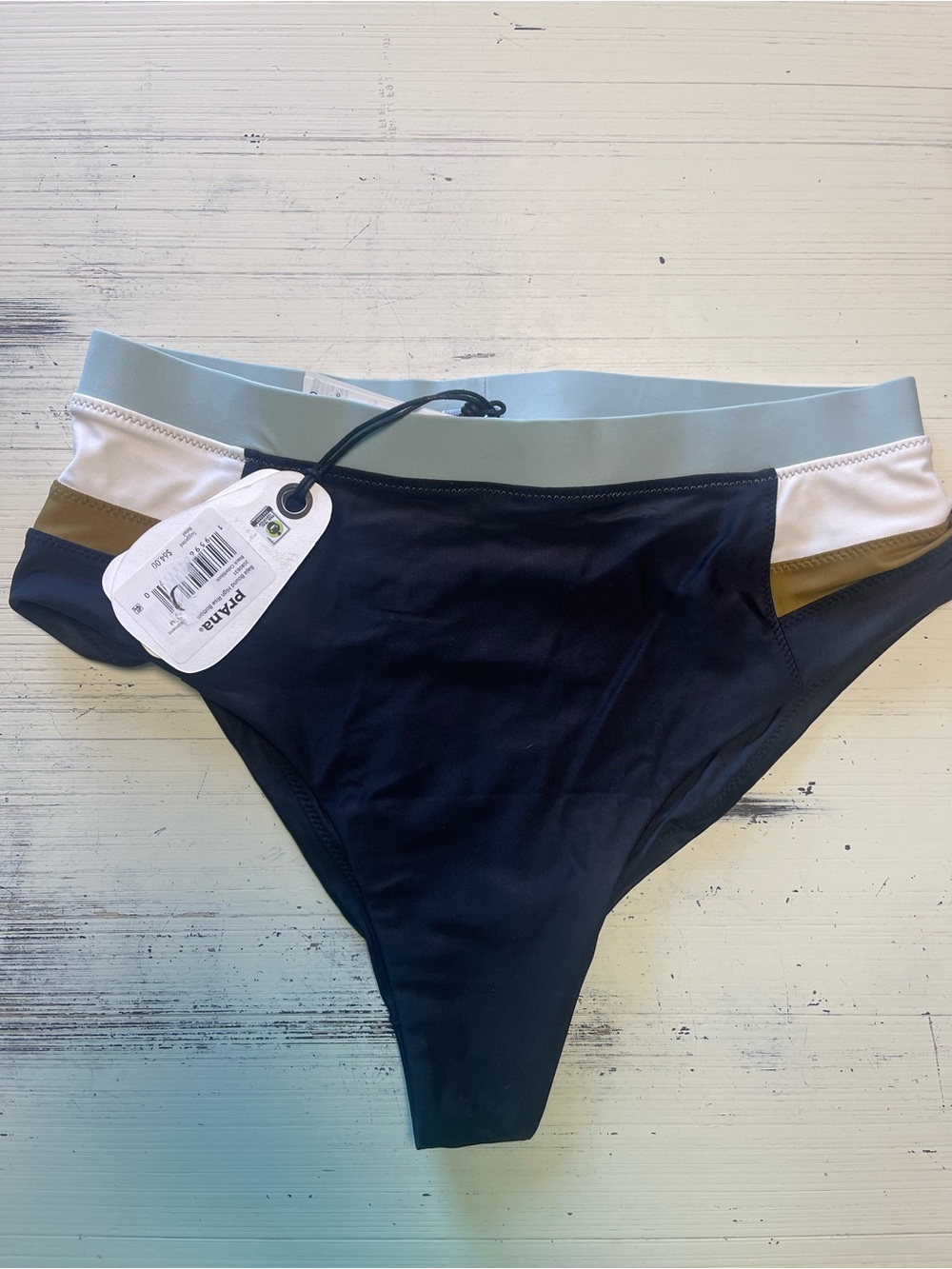 Prana Colorblock Bikini Bottoms in Black, White & Olive